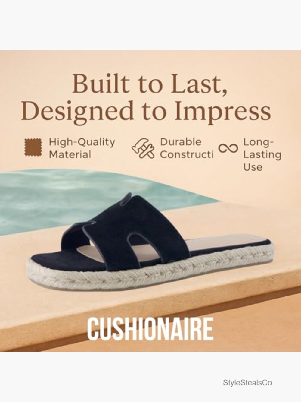 Suede Cutout Espadrille Slide Sandals with Cushioned Footbed - Picture 6 of 7